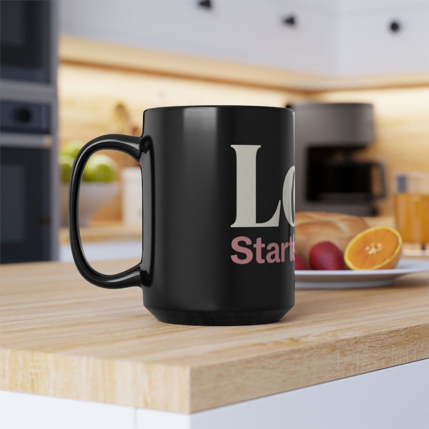 Love Starts Within Black Coffee Mug – Self-Love Inspirational Gift (11oz/15oz)