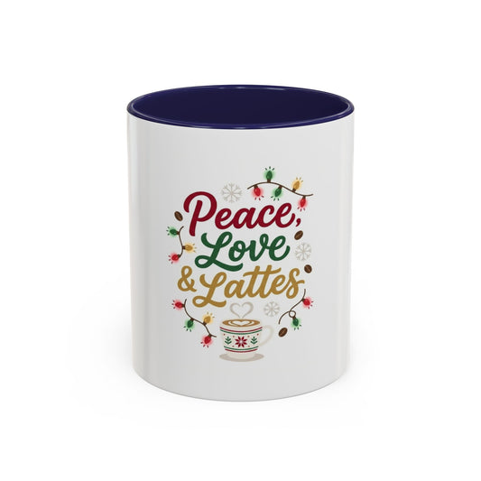 Peace, Love & Lattes Mug | Festive Coffee Center Print Cup