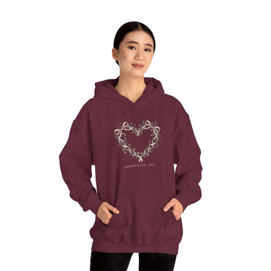 Kindness & Love – Daily Hoodie | Cozy Floral Heart