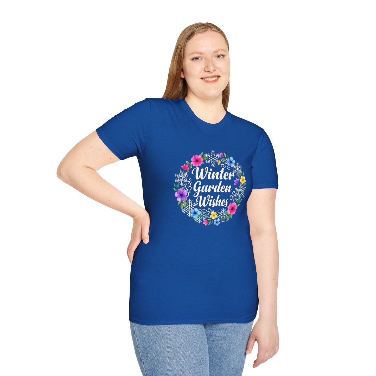 Winter Garden Wishes T-Shirt | Floral Winter Tee (Dark Colors)