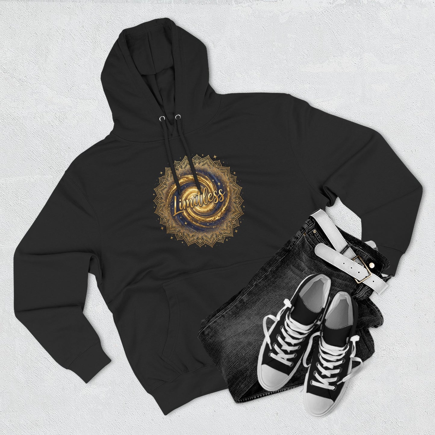 Limitless Gold Mandala Hoodie — Inspirational Graphic Fleece Pullover