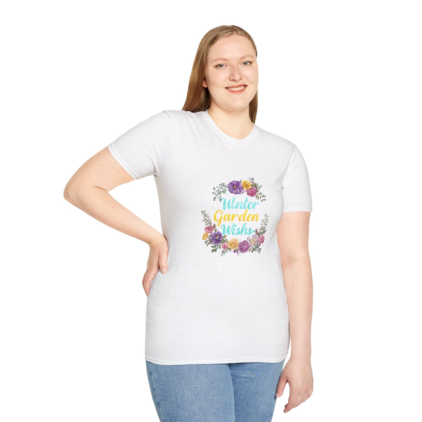 Winter Garden Wishes T-Shirt | Floral Winter Botanical Tee (Light Colors)