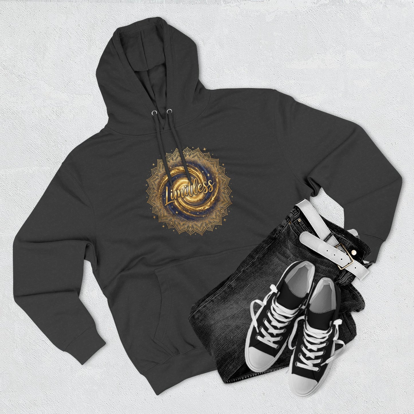 Limitless Gold Mandala Hoodie — Inspirational Graphic Fleece Pullover