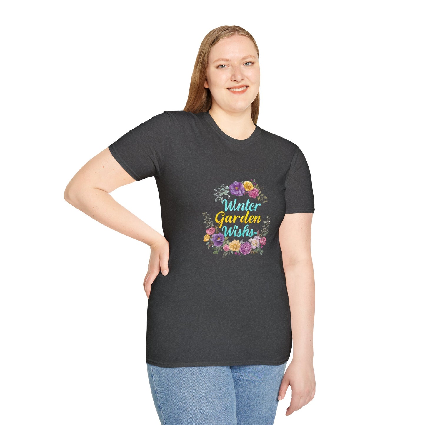 Winter Garden Wishes T-Shirt | Floral Winter Botanical Tee (Light Colors)