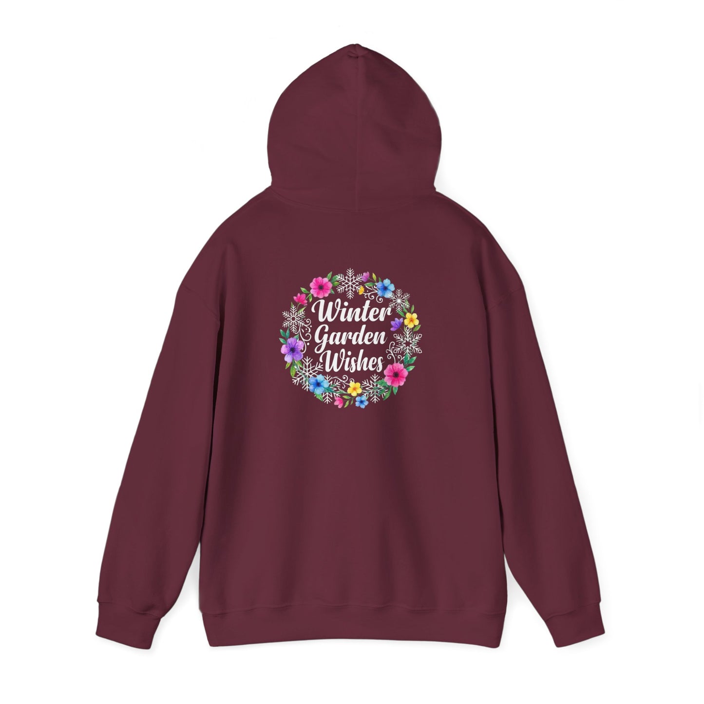 Winter Garden Wishes Hoodie | Floral Ring Back Print Cozy Winter Pullover