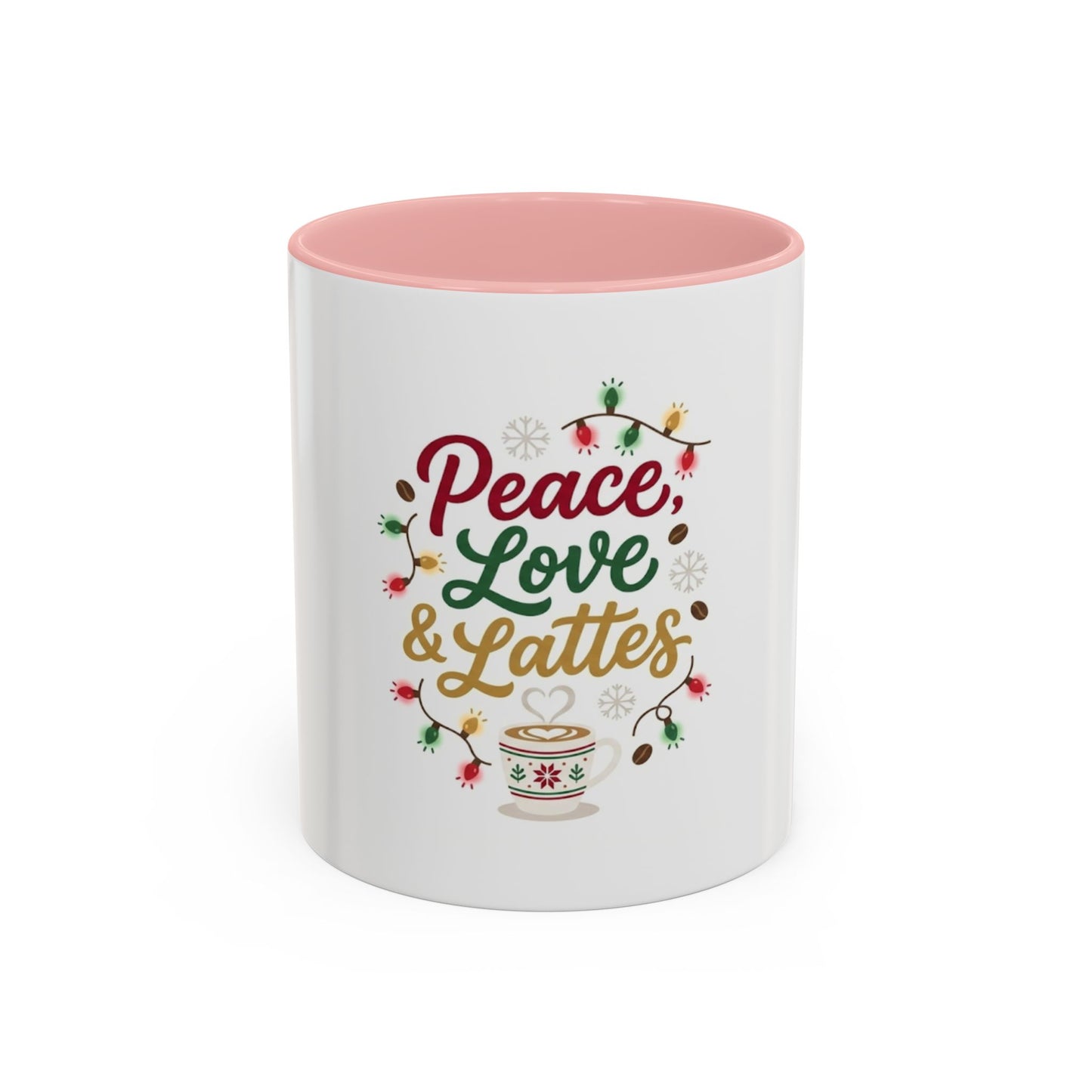 Peace, Love & Lattes Mug | Festive Coffee Center Print Cup