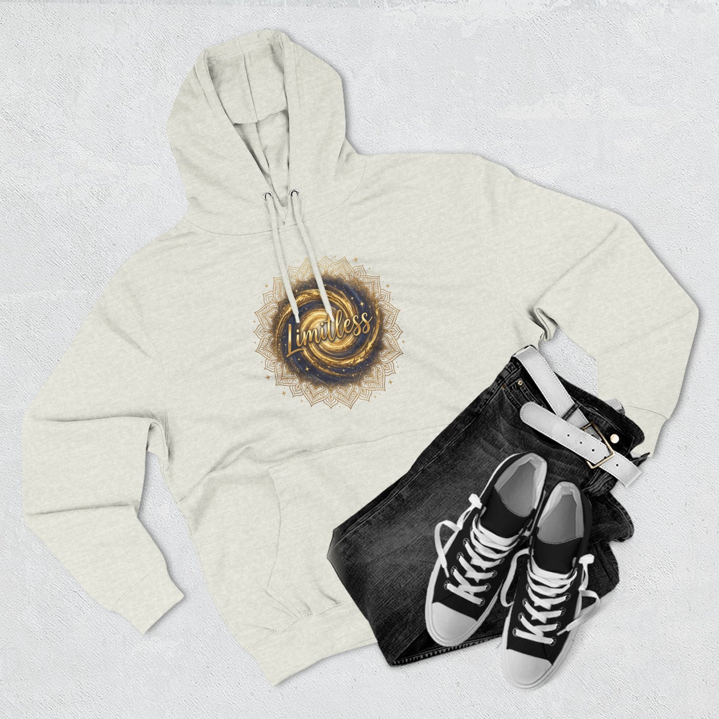 Limitless Gold Mandala Hoodie — Inspirational Graphic Fleece Pullover
