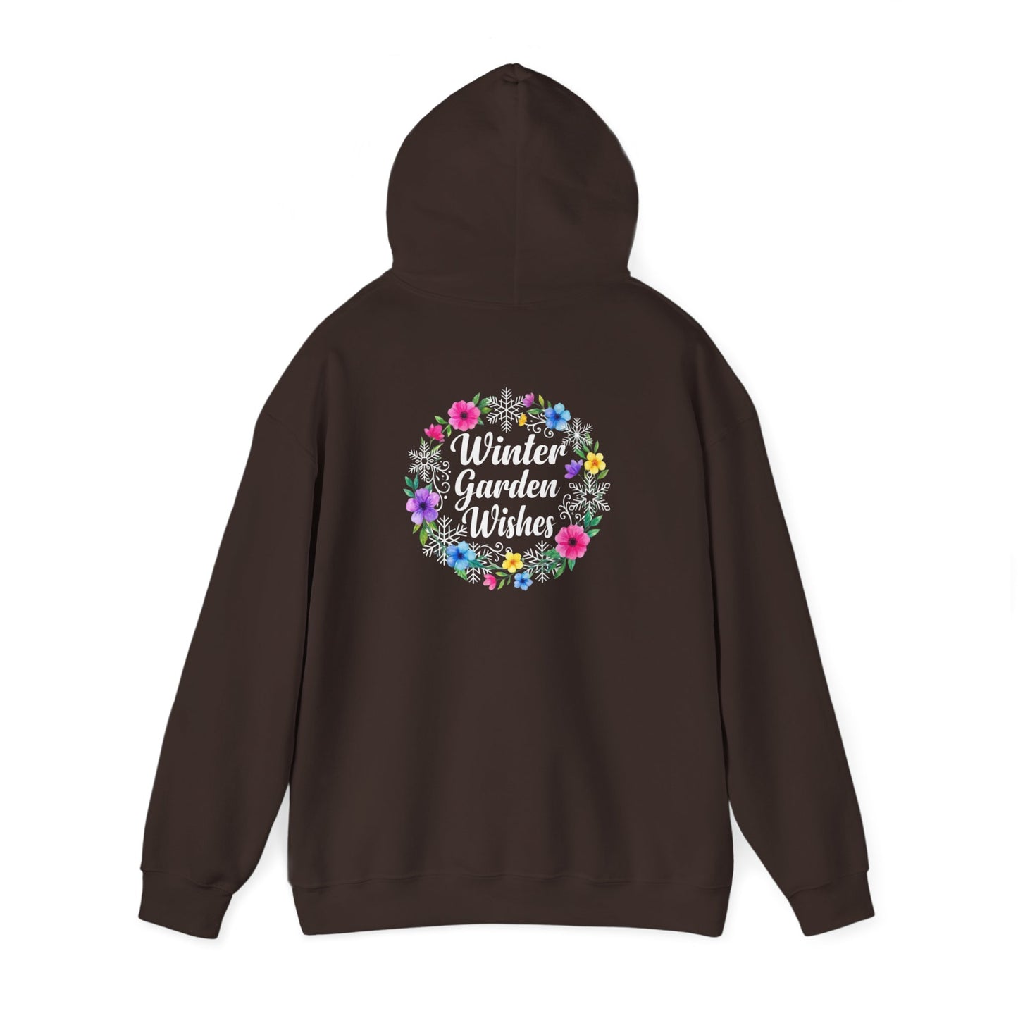 Winter Garden Wishes Hoodie | Floral Ring Back Print Cozy Winter Pullover