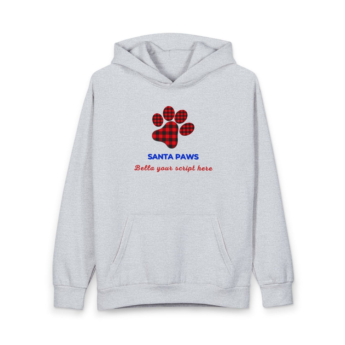 Santa Paws Personalized Holiday Hoodie — Plaid Paw Print for Dog Lovers