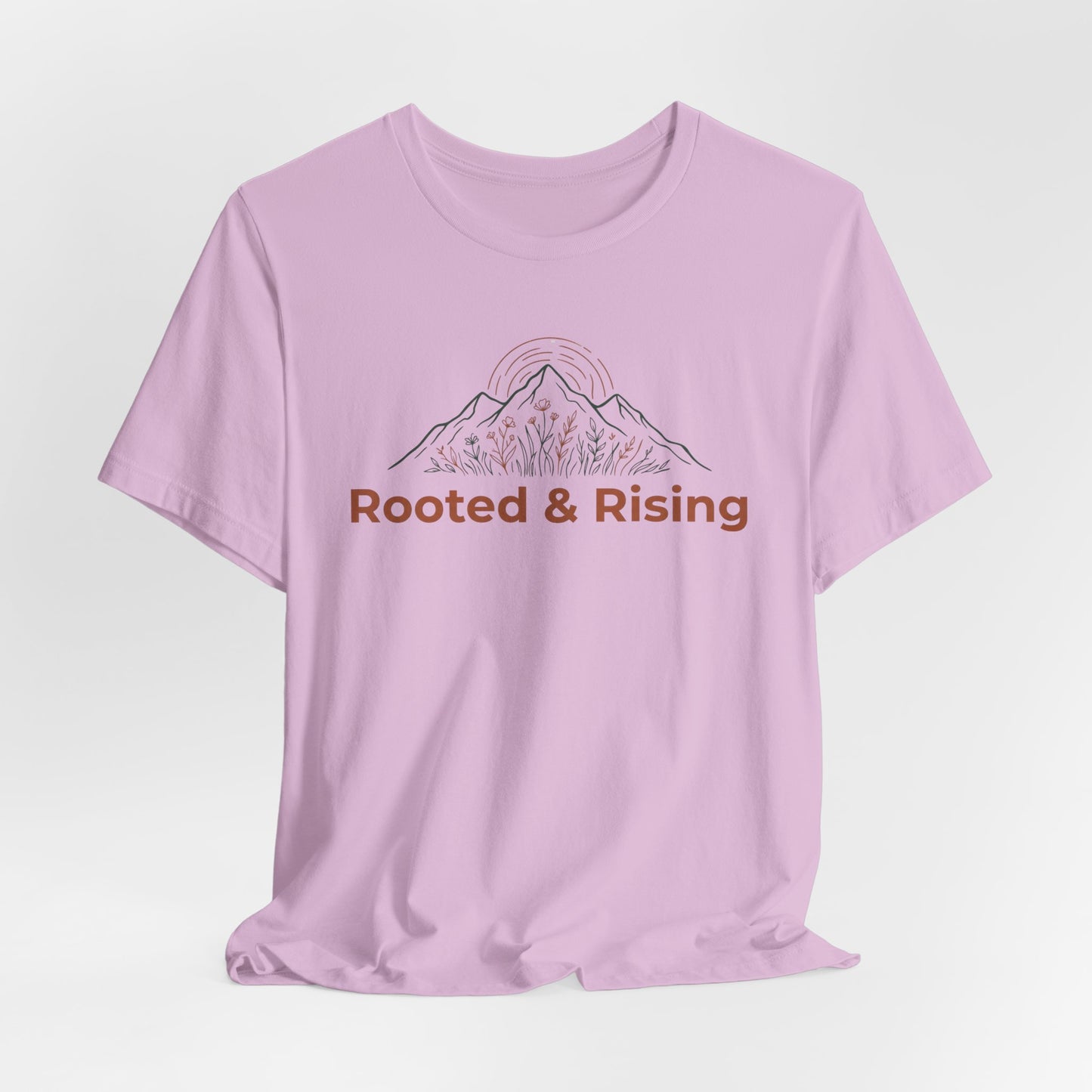 Rooted and Rising T-Shirt | Nature Adventure Spring Tee | Mountain Shirt | Outdoor Graphic Tee | Hiking Gift