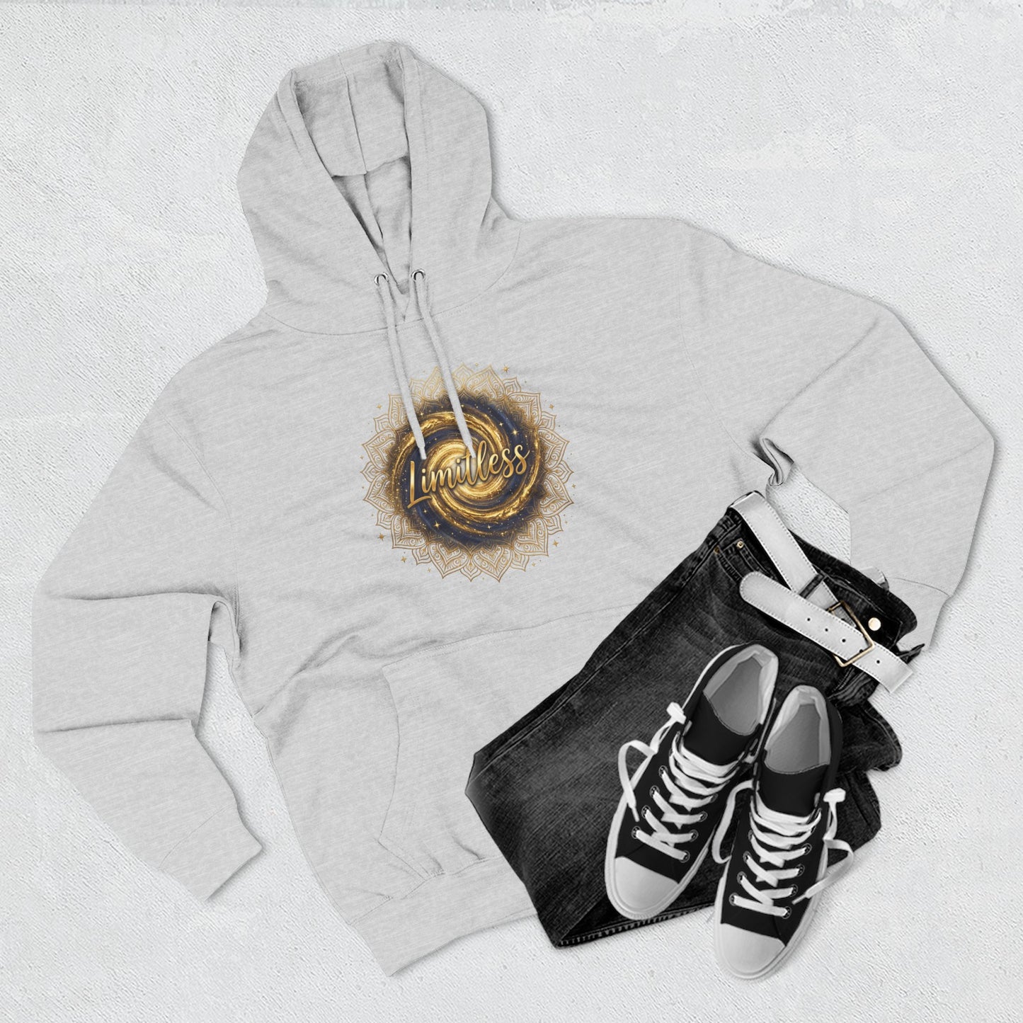 Limitless Gold Mandala Hoodie — Inspirational Graphic Fleece Pullover