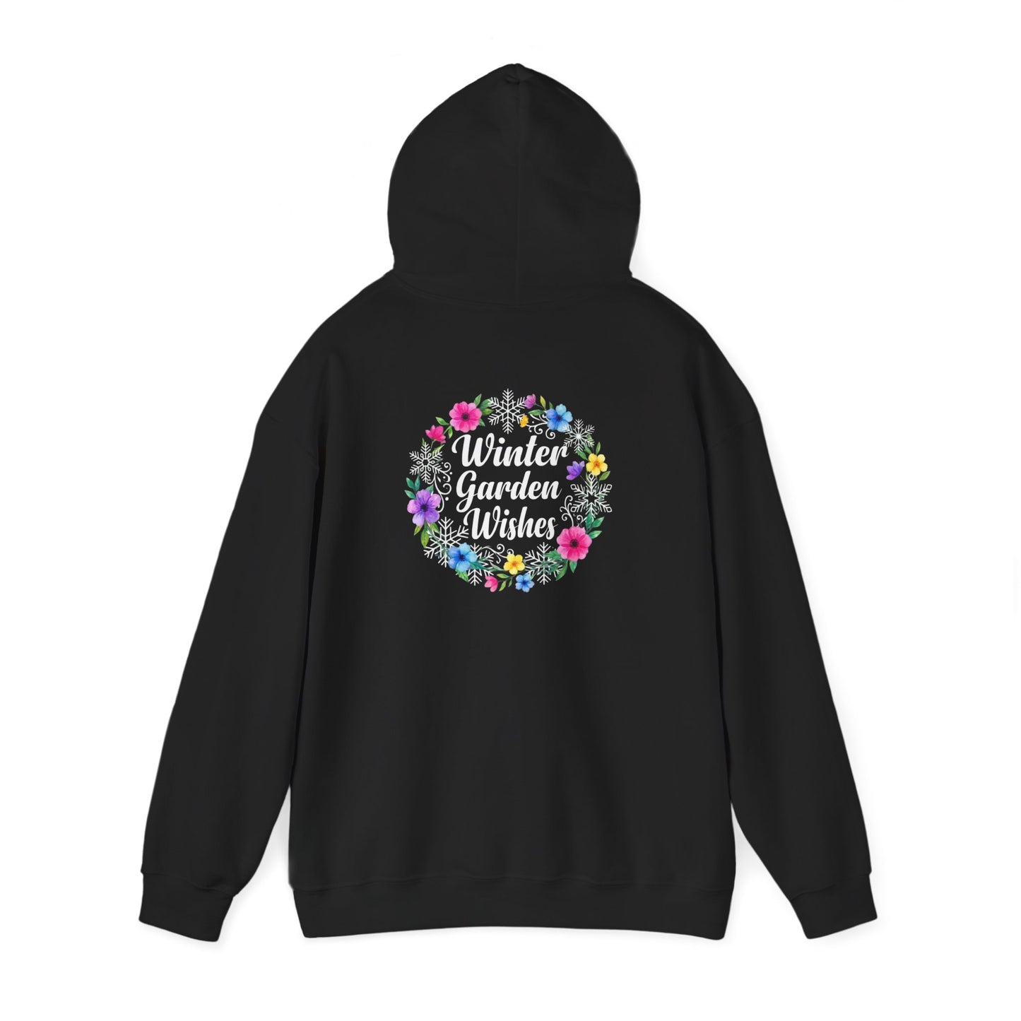 Winter Garden Wishes Hoodie | Floral Ring Back Print Cozy Winter Pullover