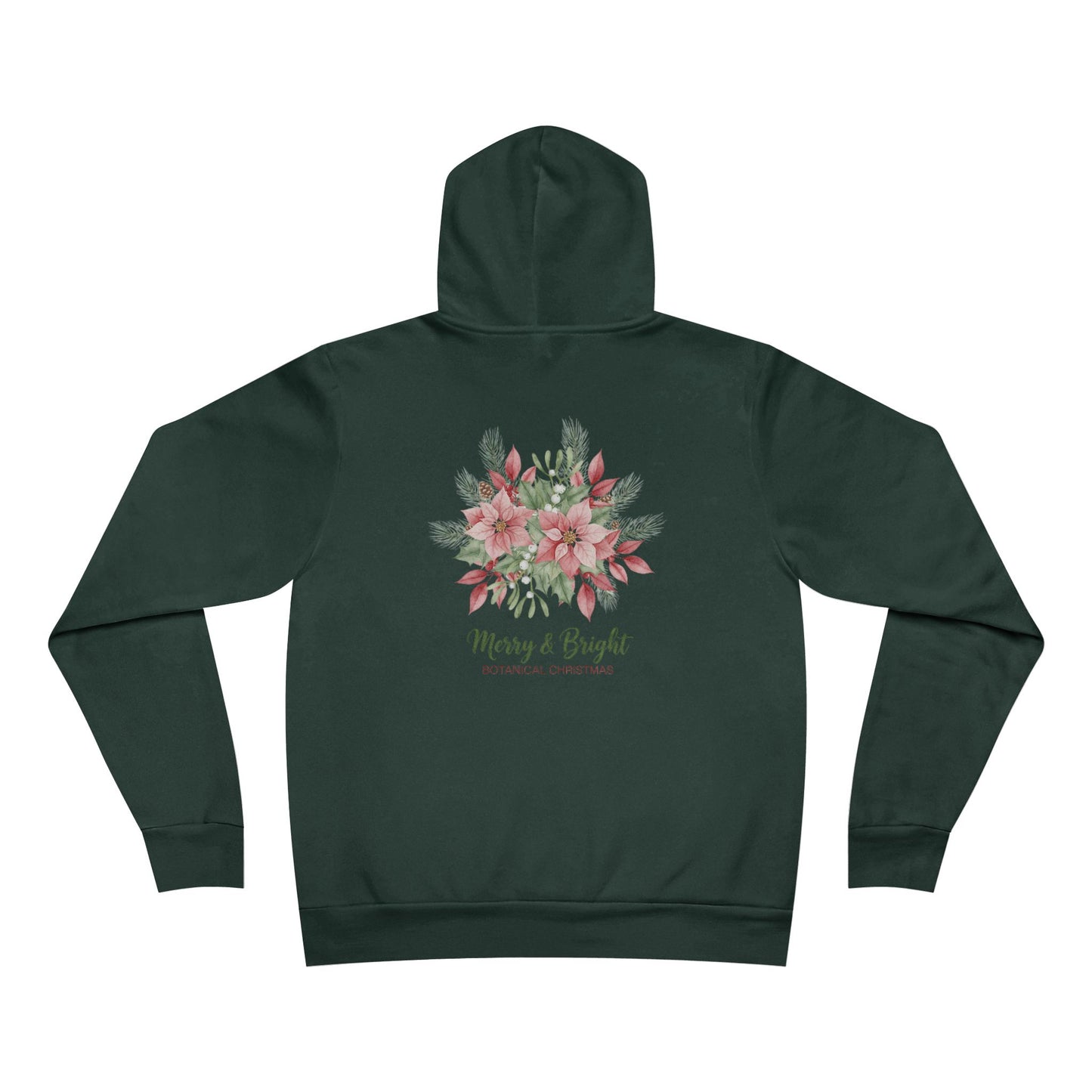 Merry & Bright Floral Hoodie | Botanical Christmas Back Print Pullover