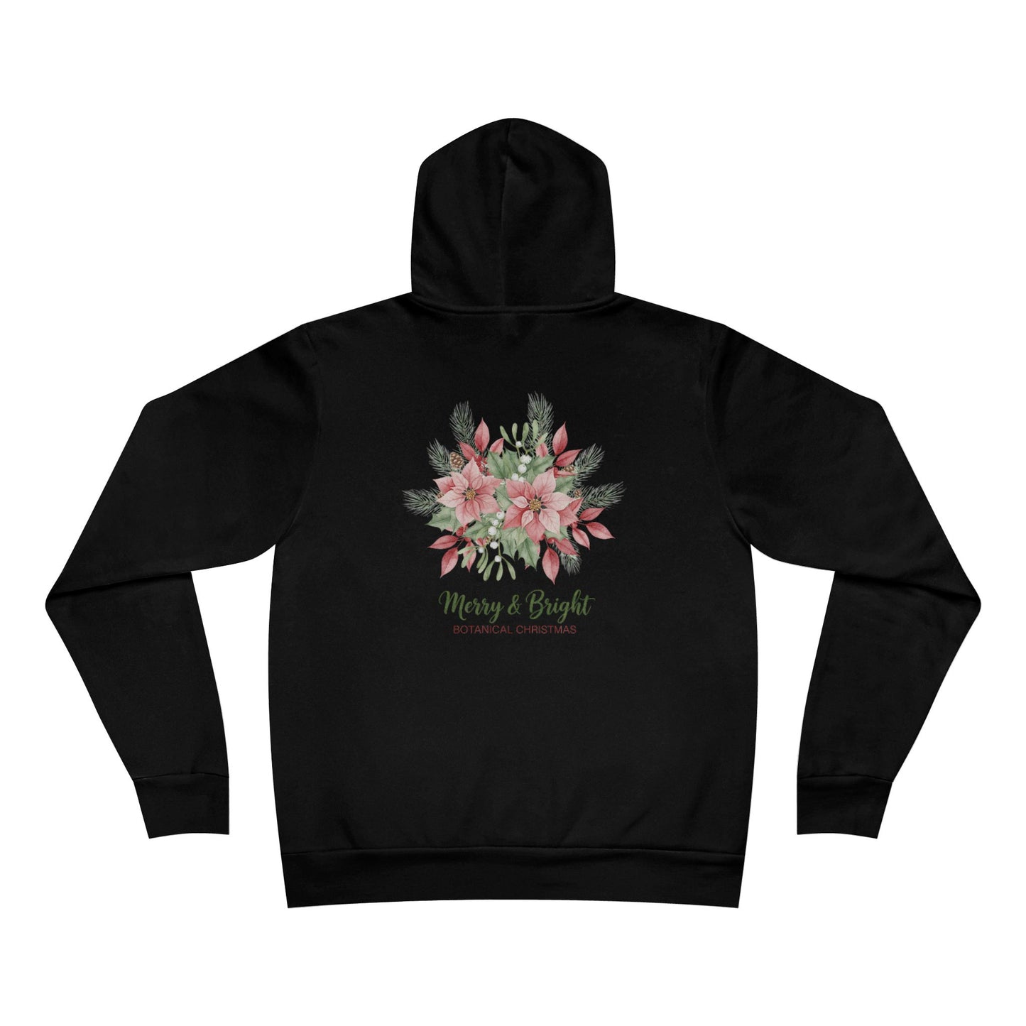 Merry & Bright Floral Hoodie | Botanical Christmas Back Print Pullover