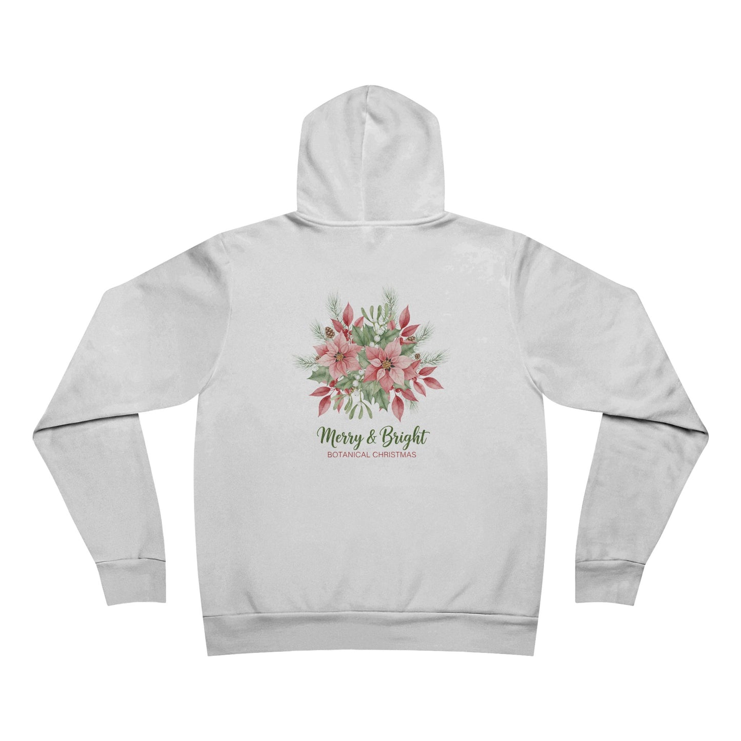 Merry & Bright Floral Hoodie | Botanical Christmas Back Print Pullover