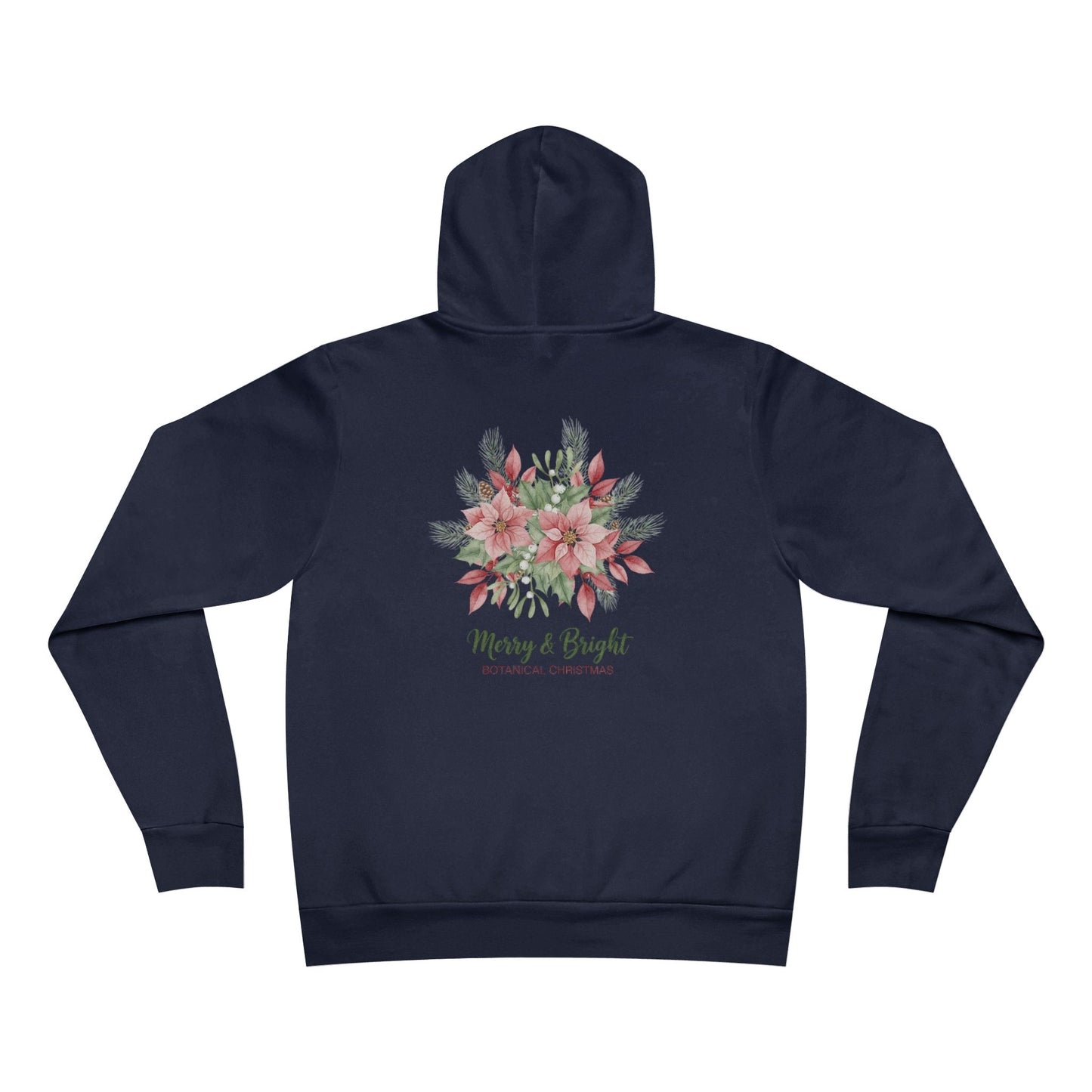 Merry & Bright Floral Hoodie | Botanical Christmas Back Print Pullover