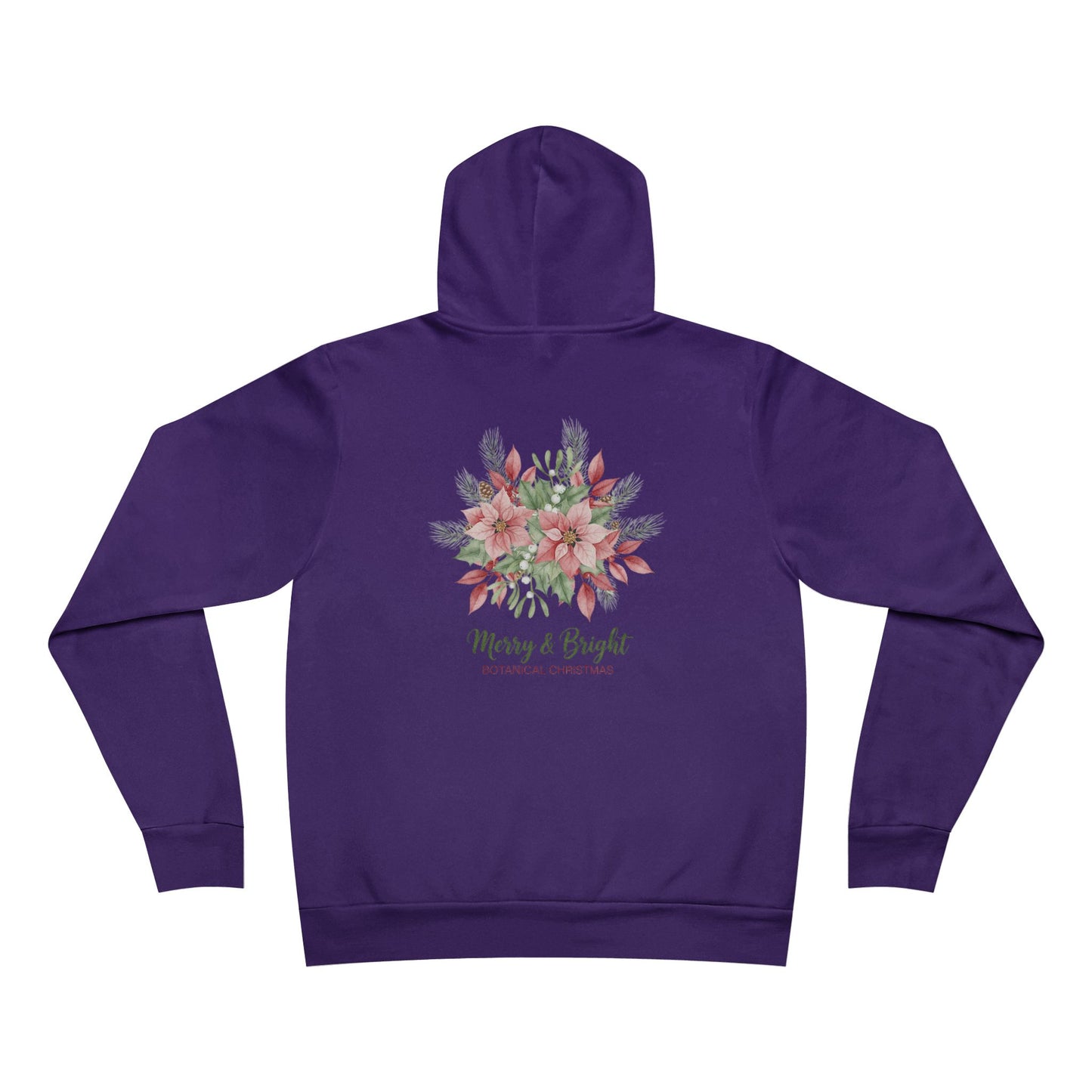 Merry & Bright Floral Hoodie | Botanical Christmas Back Print Pullover