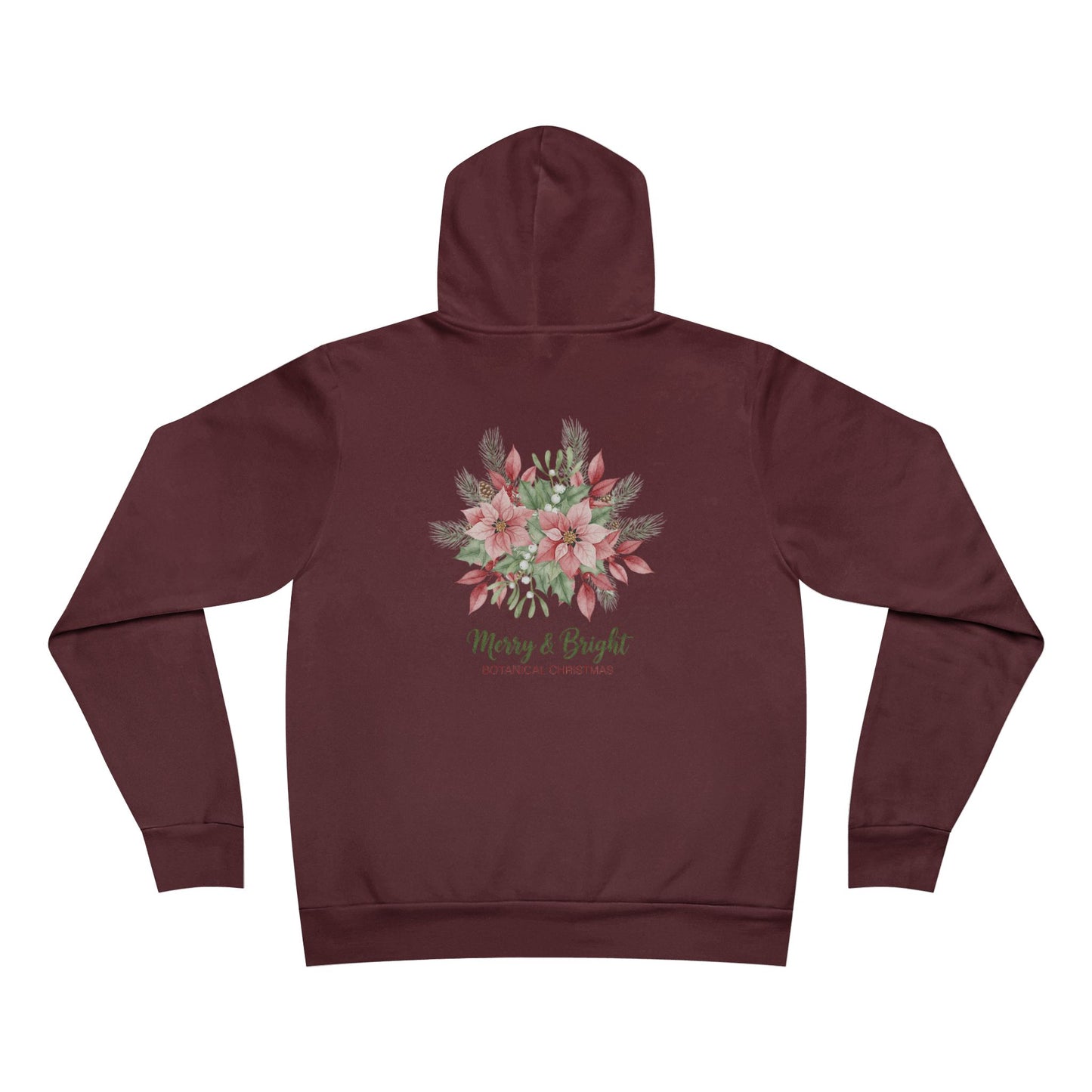 Merry & Bright Floral Hoodie | Botanical Christmas Back Print Pullover