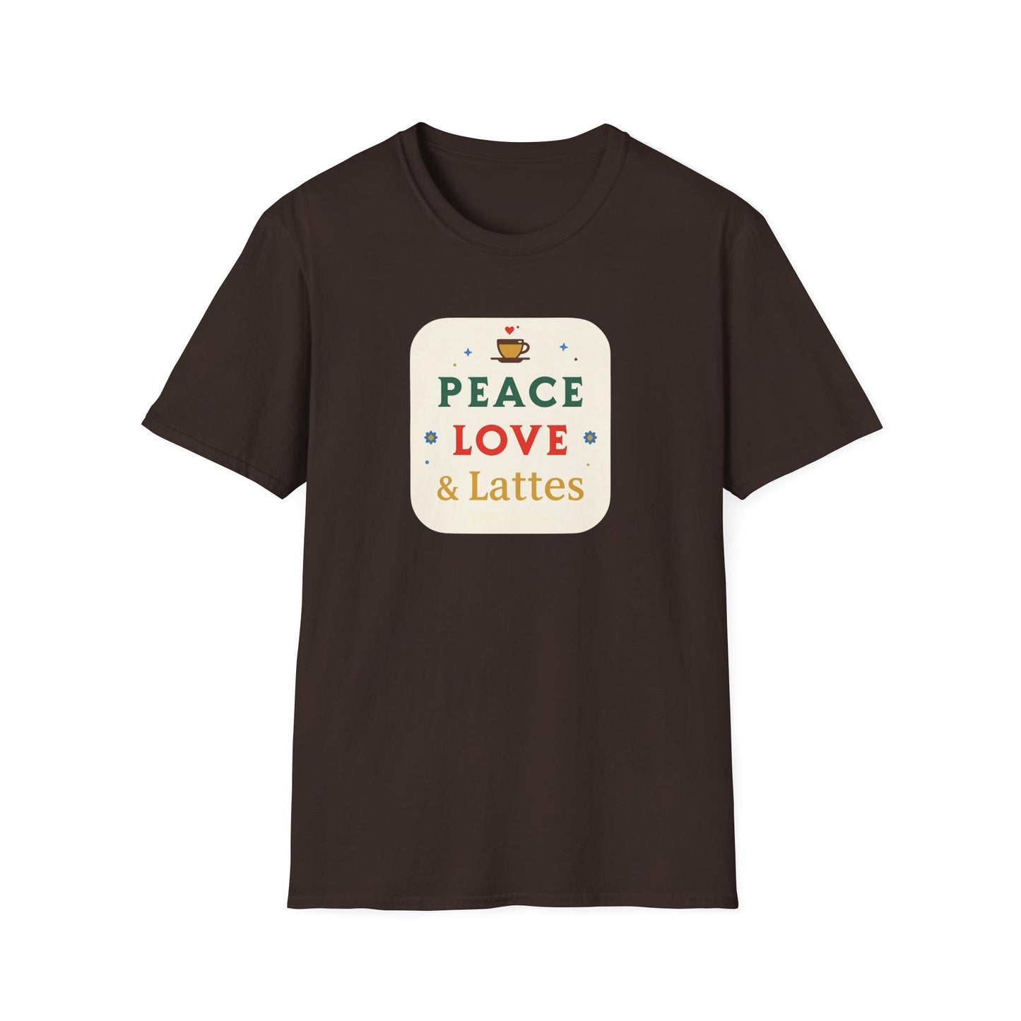 Peace, Love & Lattes T-Shirt | Cozy Coffee Lover Graphic Tee