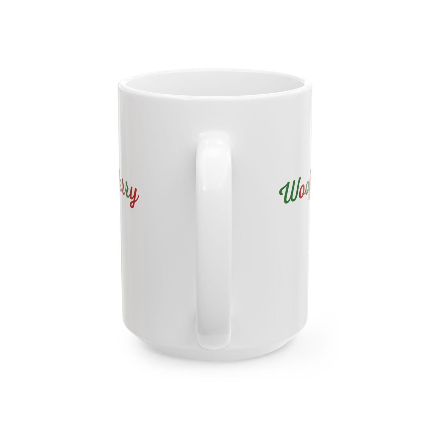 Merry Woofmas! Dog Christmas Mug — Full Wrap Design (White)