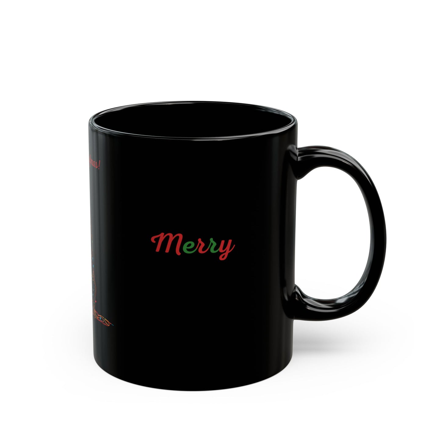 Merry Woofmas! Dog Christmas Mug — Black (Wrap + Center Designs)
