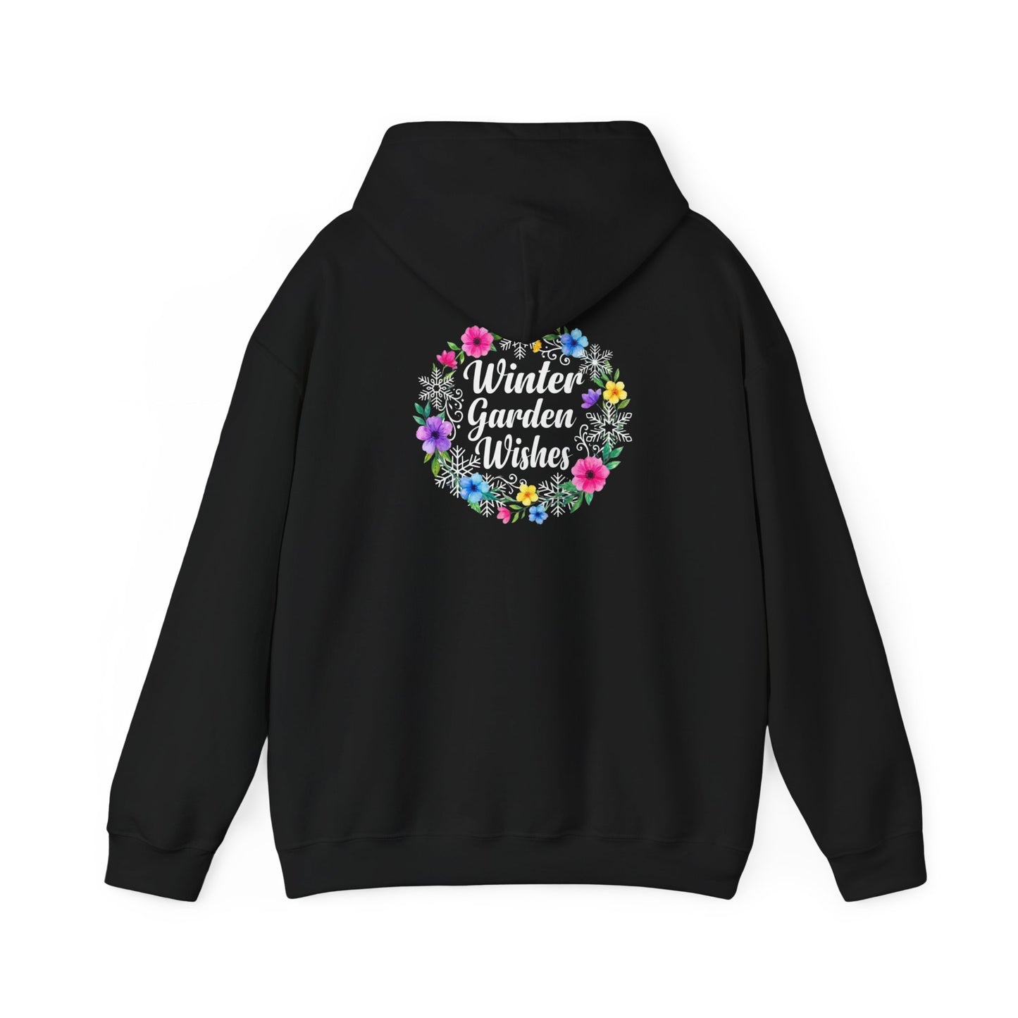 Winter Garden Wishes Hoodie | Floral Ring Back Print Cozy Winter Pullover