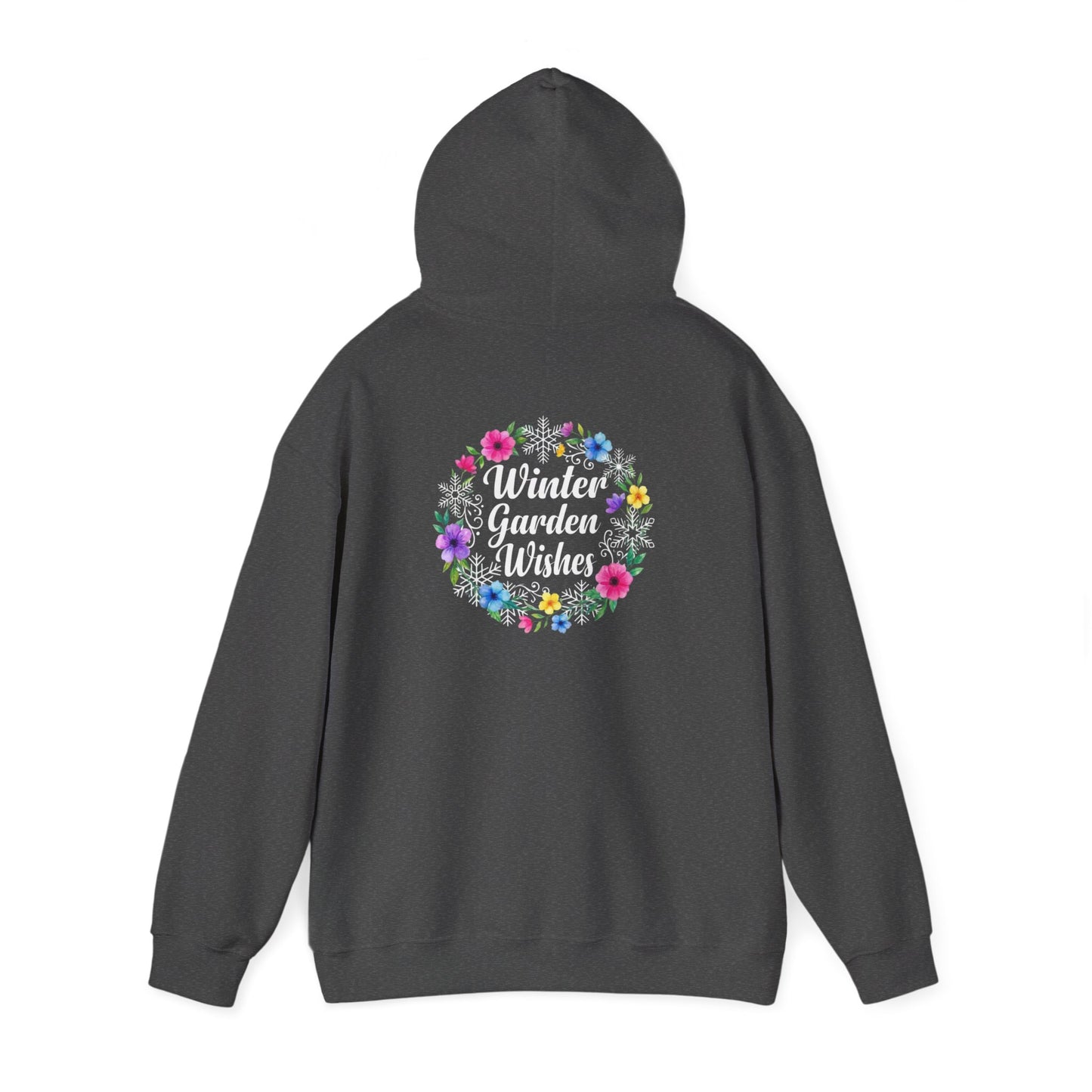 Winter Garden Wishes Hoodie | Floral Ring Back Print Cozy Winter Pullover