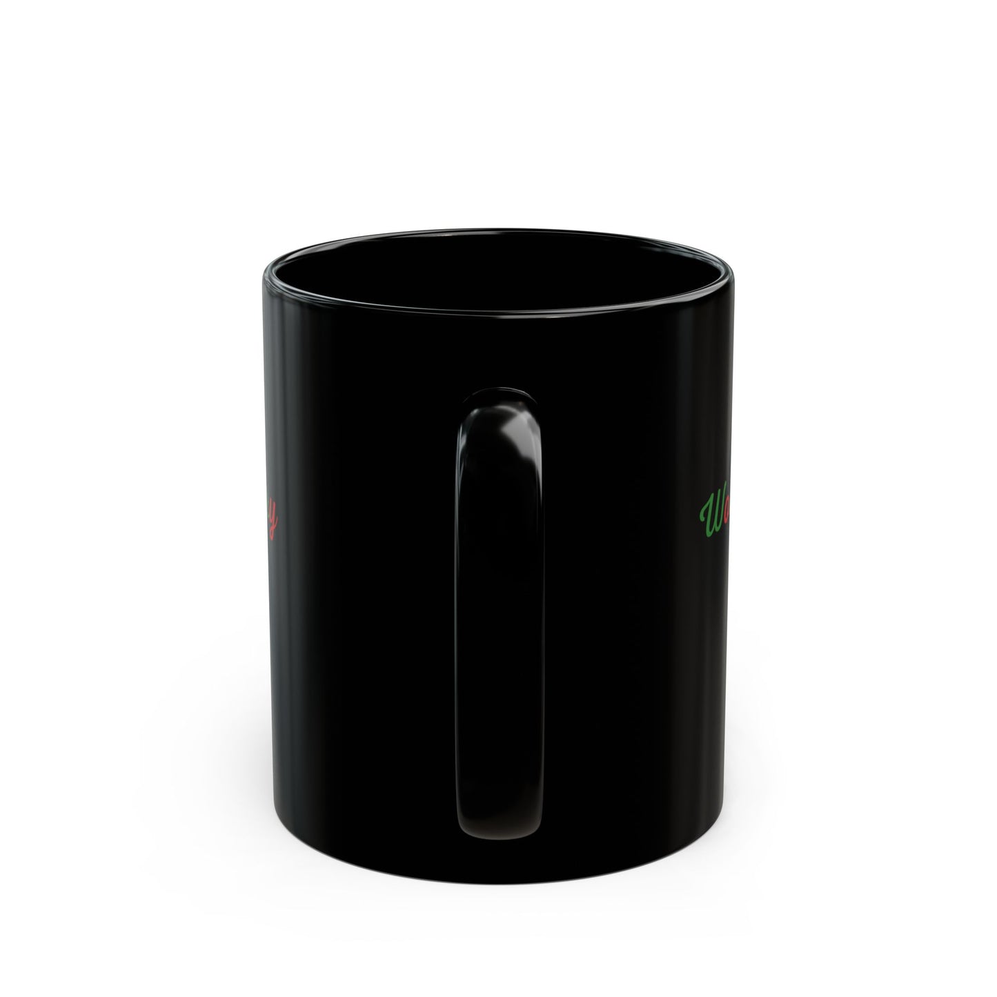 Merry Woofmas! Dog Christmas Mug — Black (Wrap + Center Designs)
