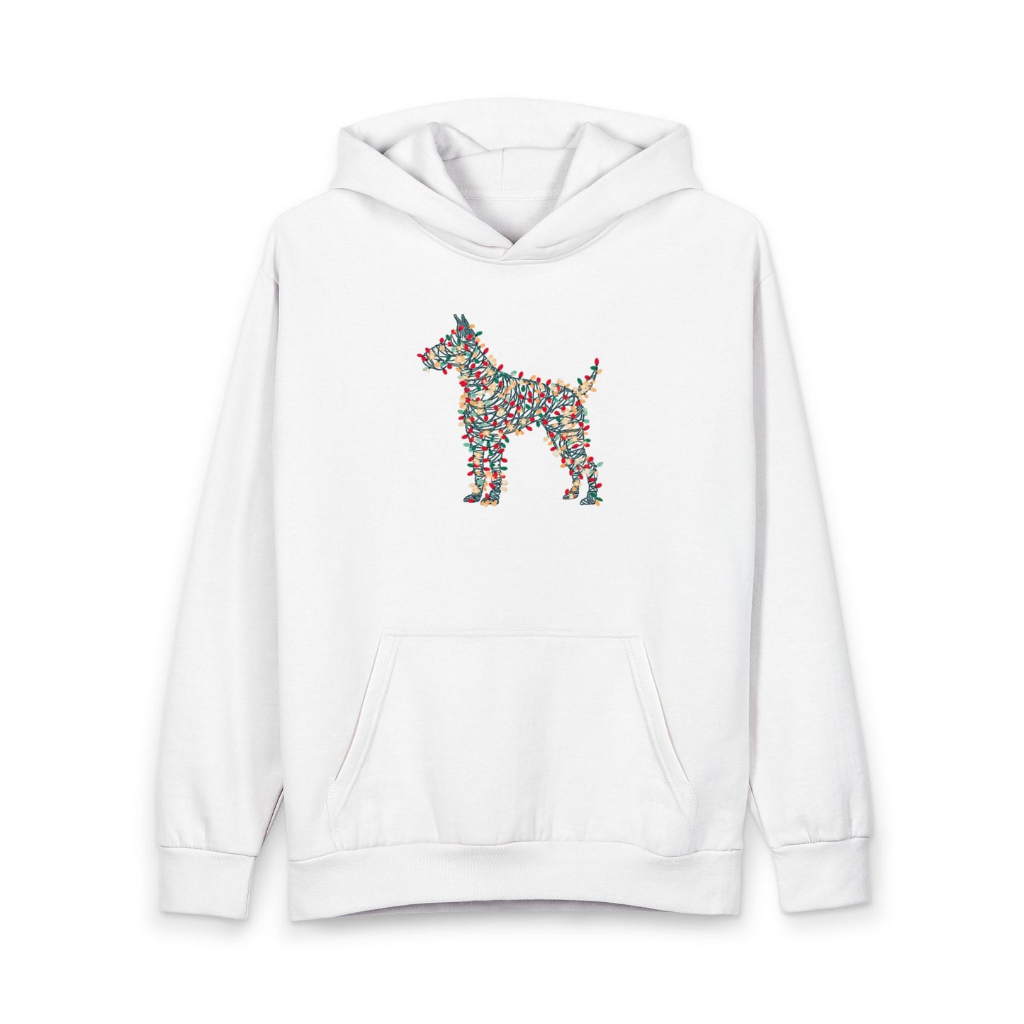 Dog Wrapped in Christmas Lights Hoodie — Festive Holiday Pet-Lover Sweatshirt