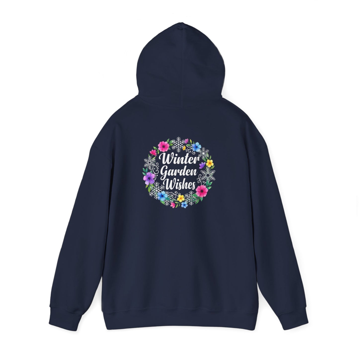 Winter Garden Wishes Hoodie | Floral Ring Back Print Cozy Winter Pullover