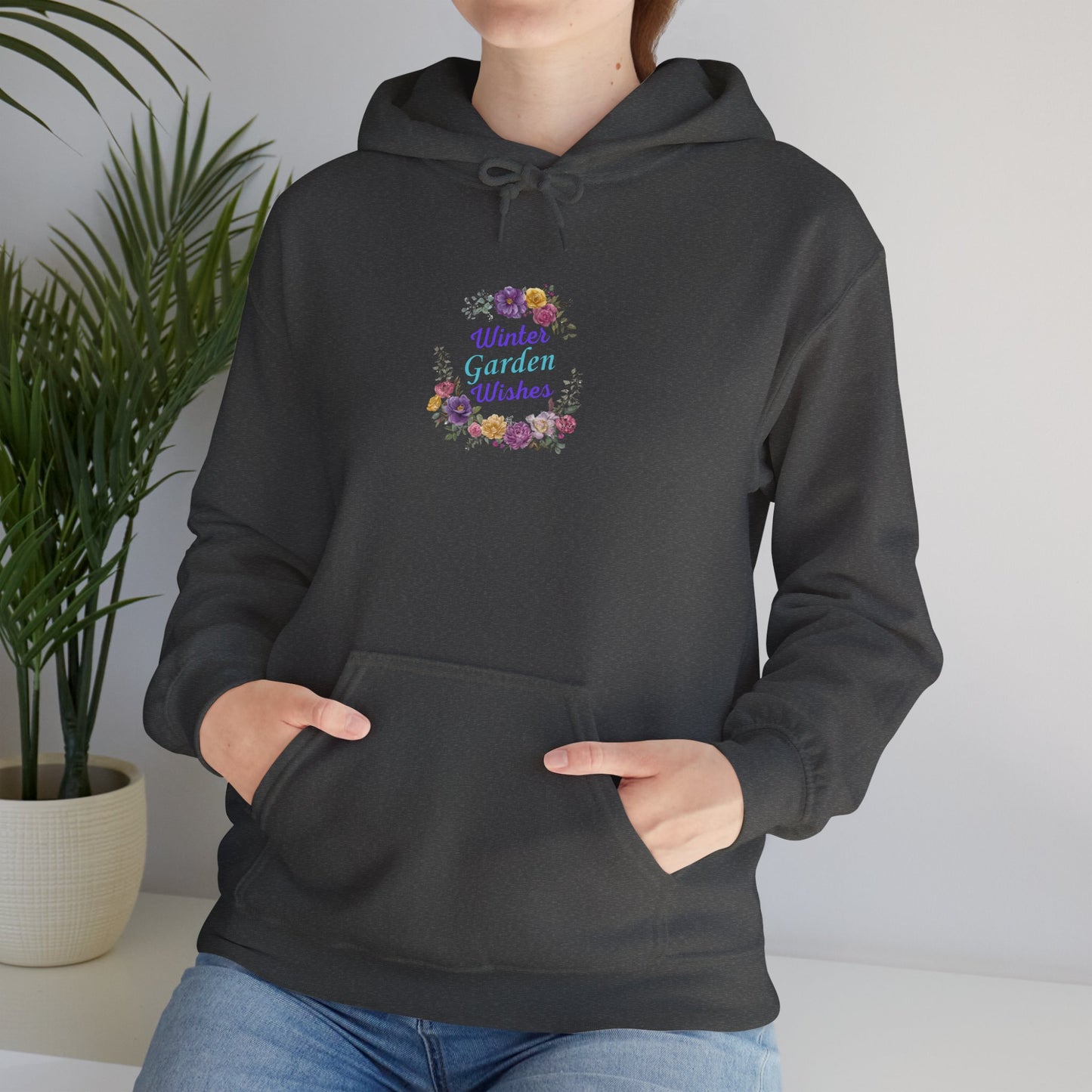 Winter Garden Wishes Hoodie | Floral Winter Front Print Pullover