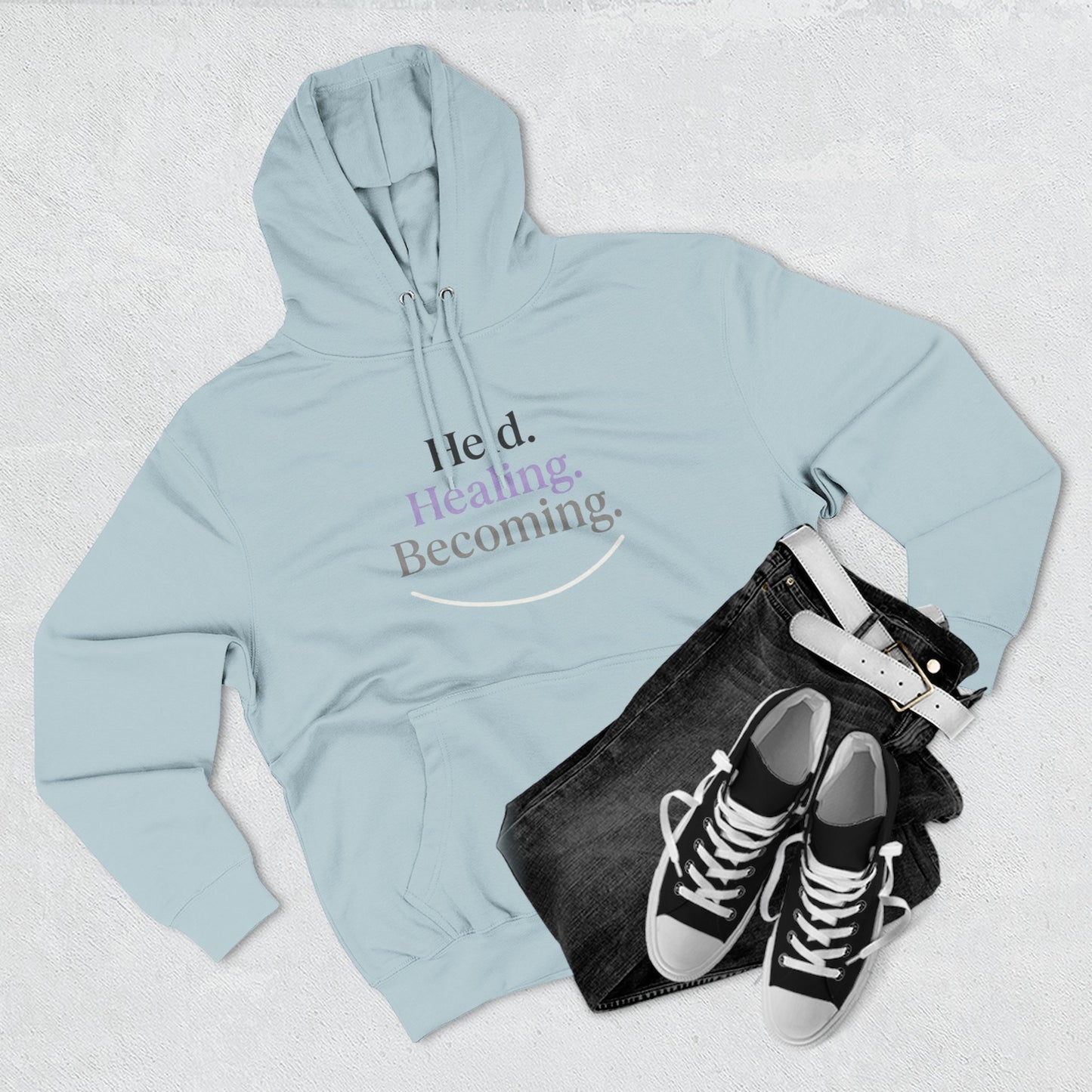 Held. Healing. Becoming. Hoodie | Calm Comfort Affirmation
