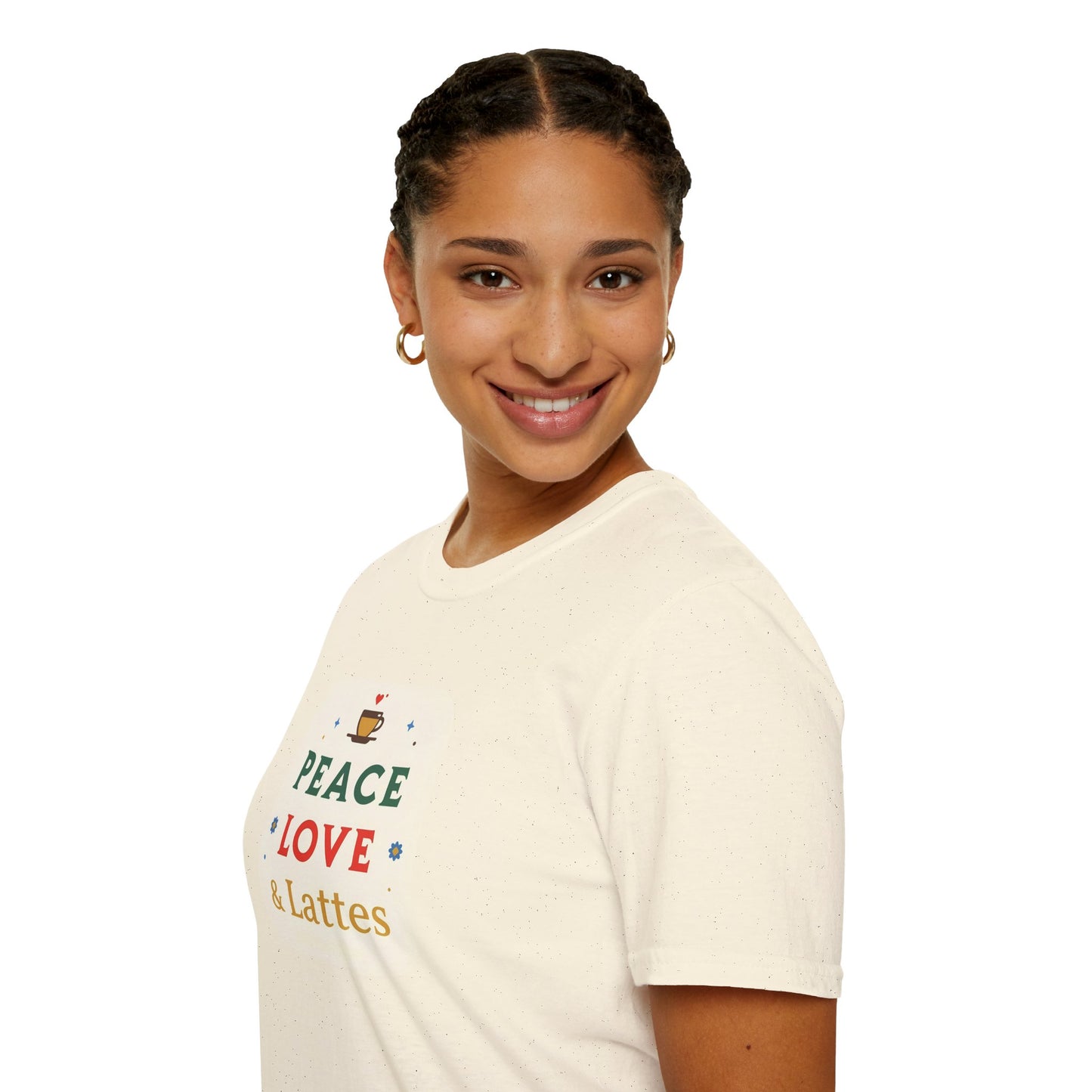 Peace, Love & Lattes T-Shirt | Cozy Coffee Lover Graphic Tee