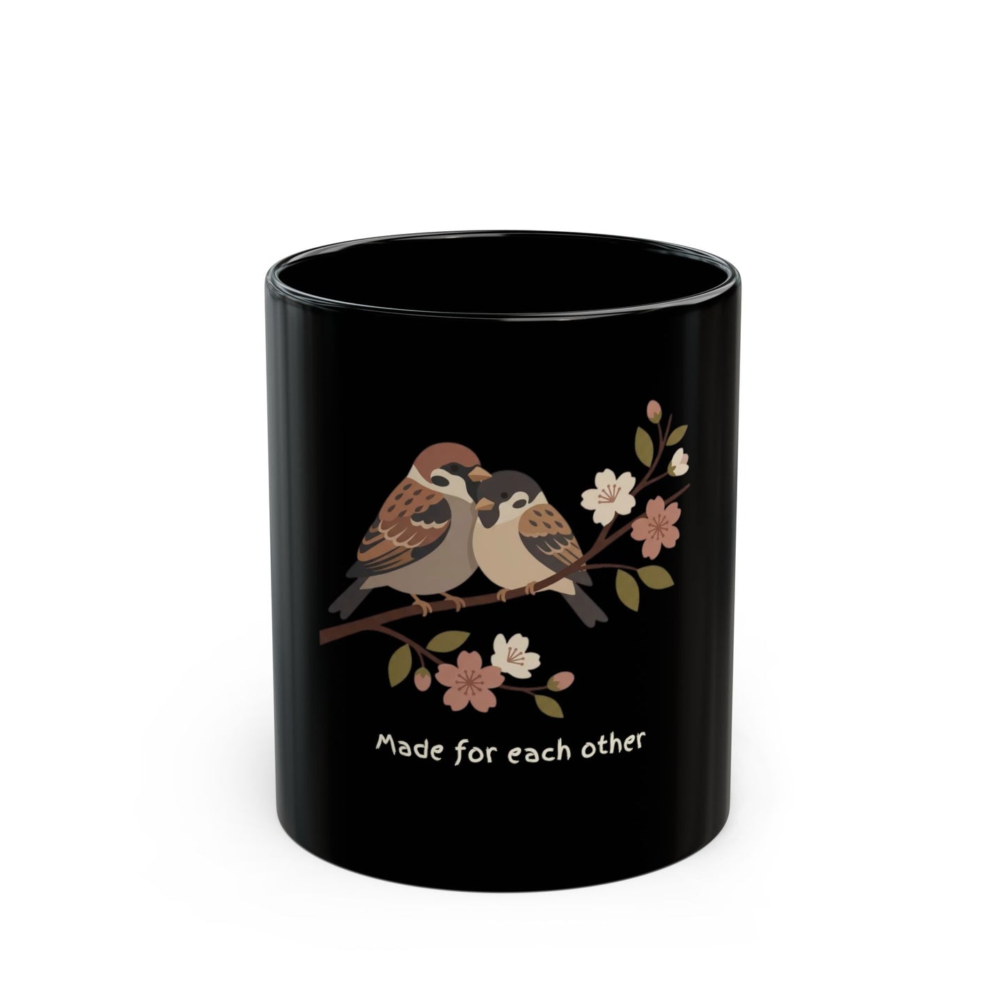 "Made for Each Other" Mug — Cute Sparrow Couple Ceramic Coffee Cup (11oz/15oz)