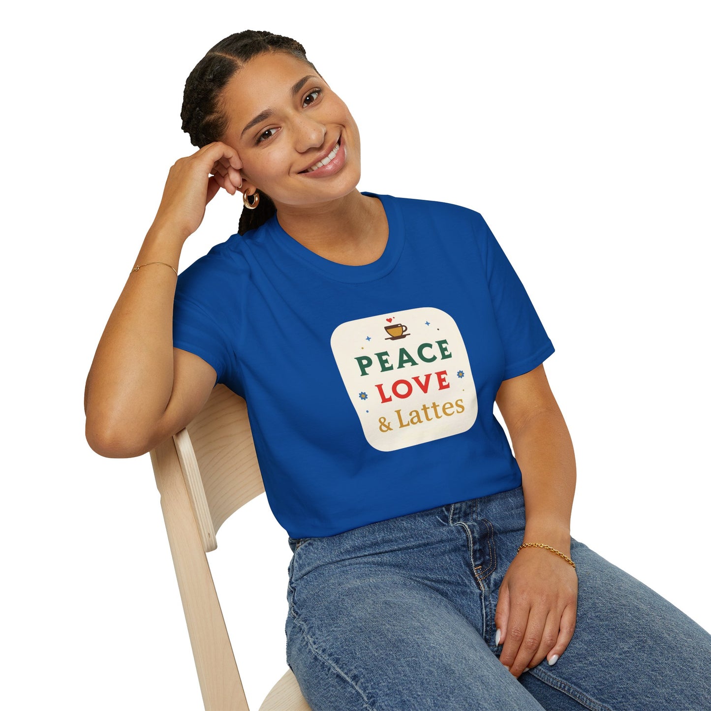 Peace, Love & Lattes T-Shirt | Cozy Coffee Lover Graphic Tee