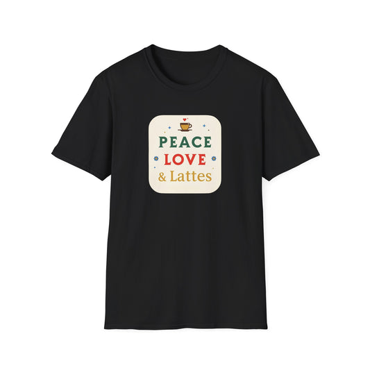 Peace, Love & Lattes T-Shirt | Cozy Coffee Lover Graphic Tee