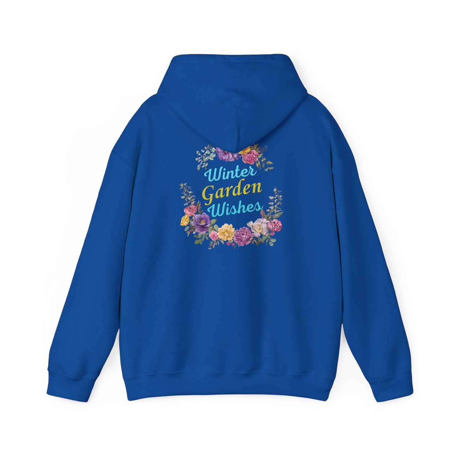 "Winter Garden Wishes" Floral Wreath Hoodie | Floral Warmth Back Print Winter Pullover