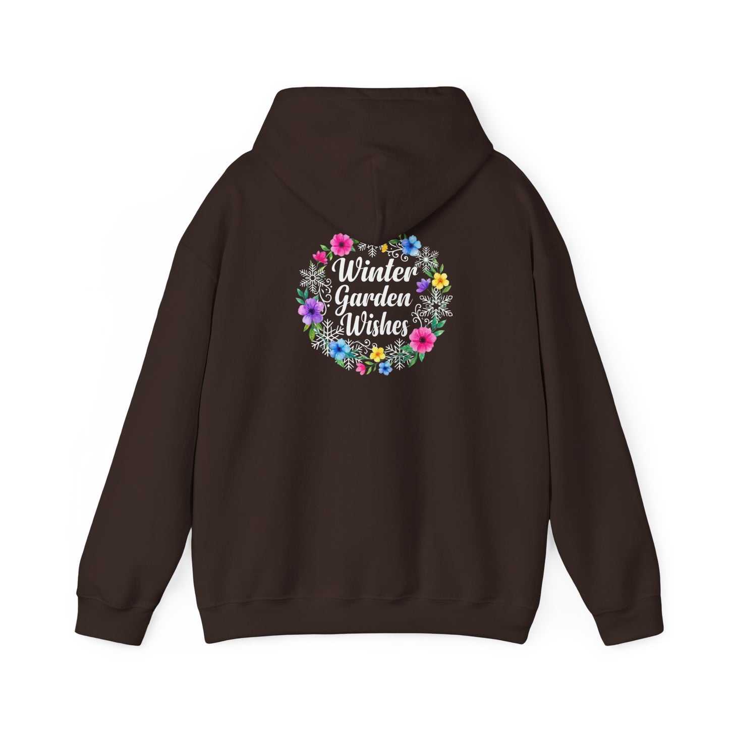 Winter Garden Wishes Hoodie | Floral Ring Back Print Cozy Winter Pullover