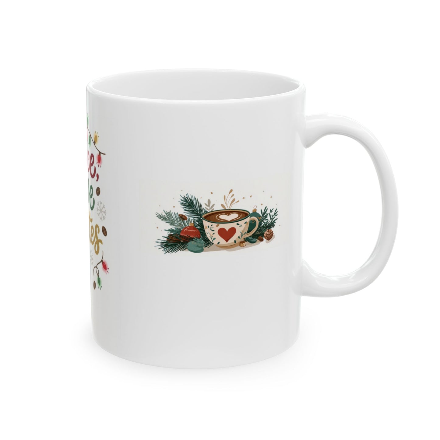 Peace, Love & Lattes Wrap Mug | Festive Coffee Lover Cup