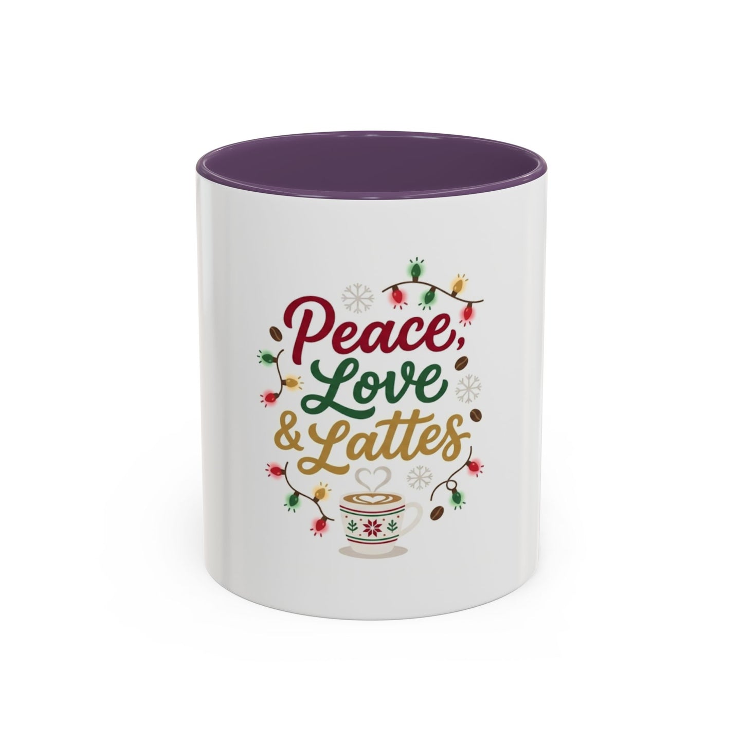 Peace, Love & Lattes Mug | Festive Coffee Center Print Cup