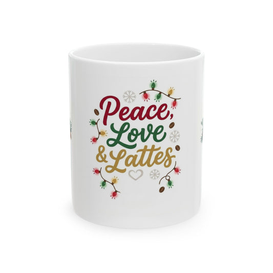 Peace, Love & Lattes Wrap Mug | Festive Coffee Lover Cup