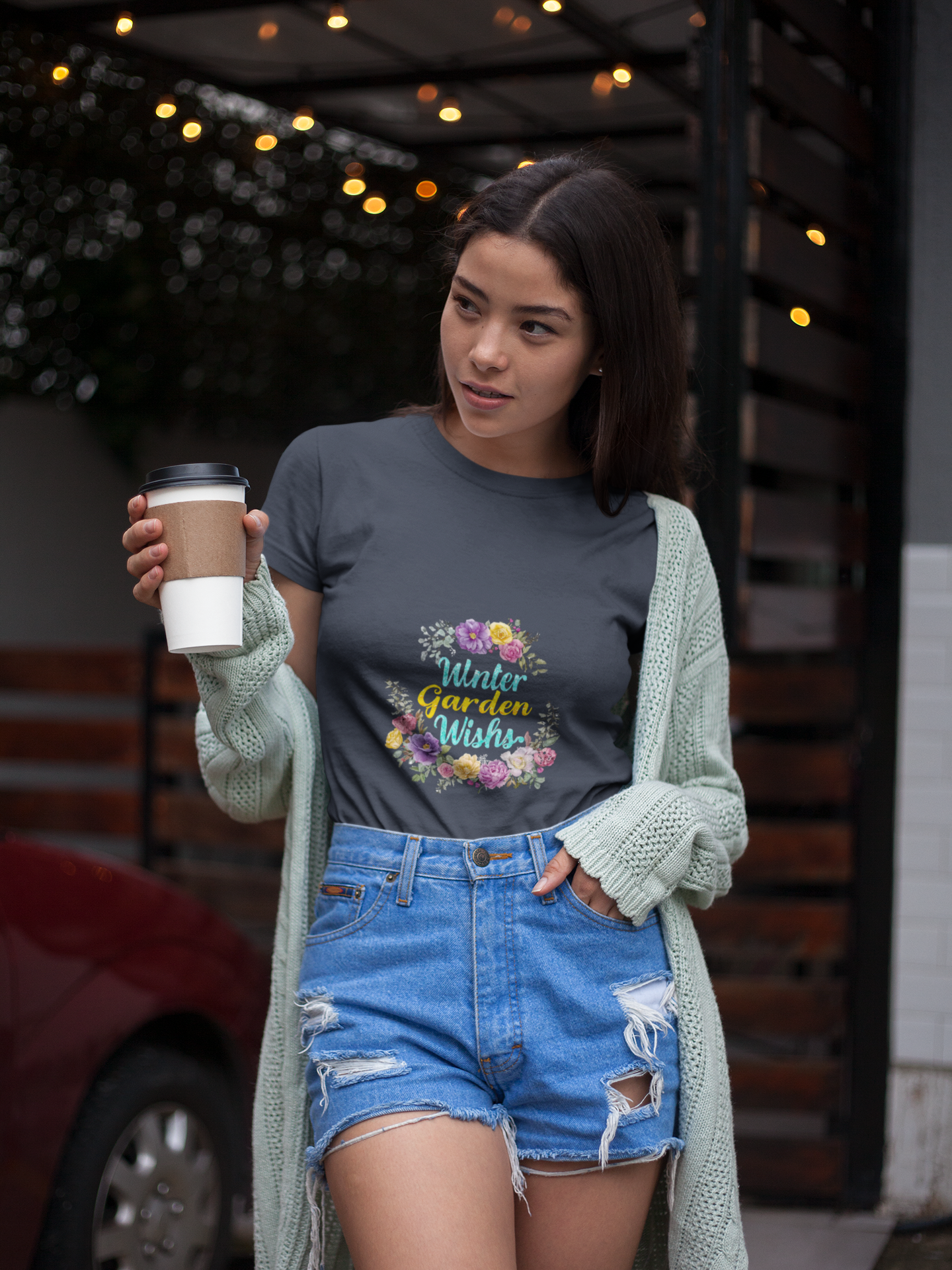 Winter Garden Wishes T-Shirt | Floral Winter Botanical Tee (Light Colors)