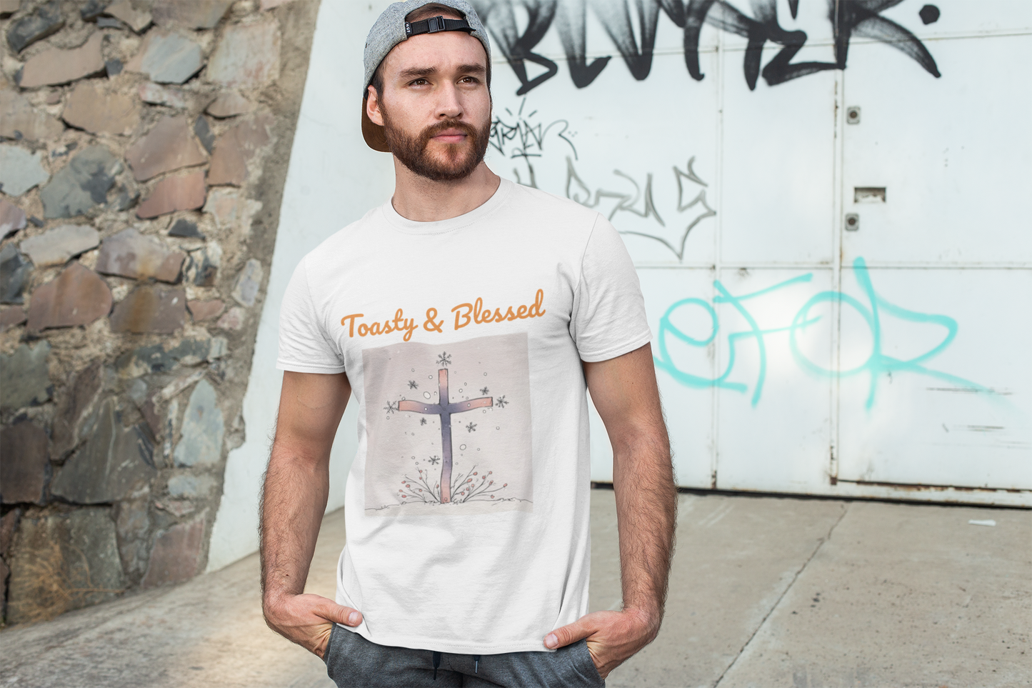 Toasty & Blessed Christian Cross T-Shirt — Cozy & Faith-Inspired