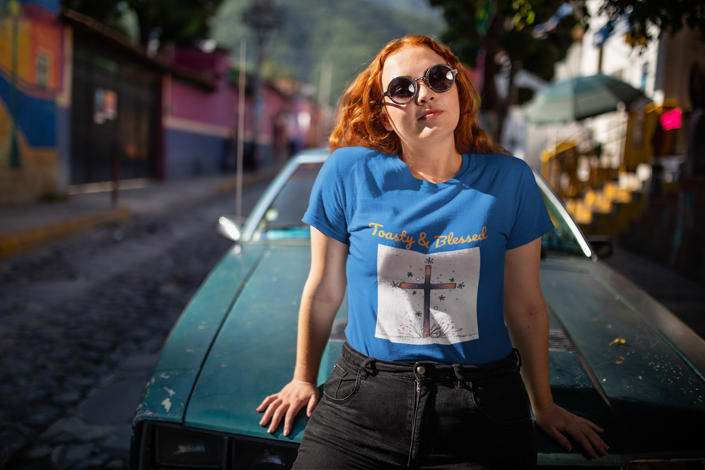 Toasty & Blessed Christian Cross T-Shirt — Cozy & Faith-Inspired