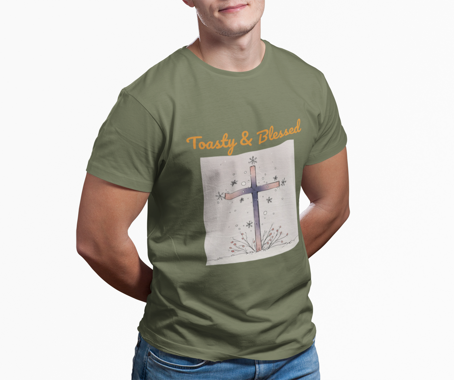 Toasty & Blessed Christian Cross T-Shirt — Cozy & Faith-Inspired