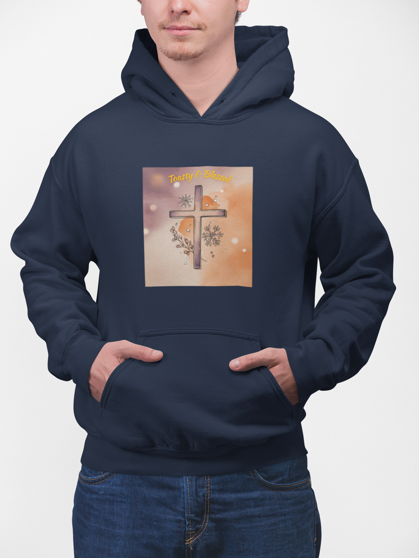 Toasty & Blessed – Christian Winter Cross Hoodie (LS16001)