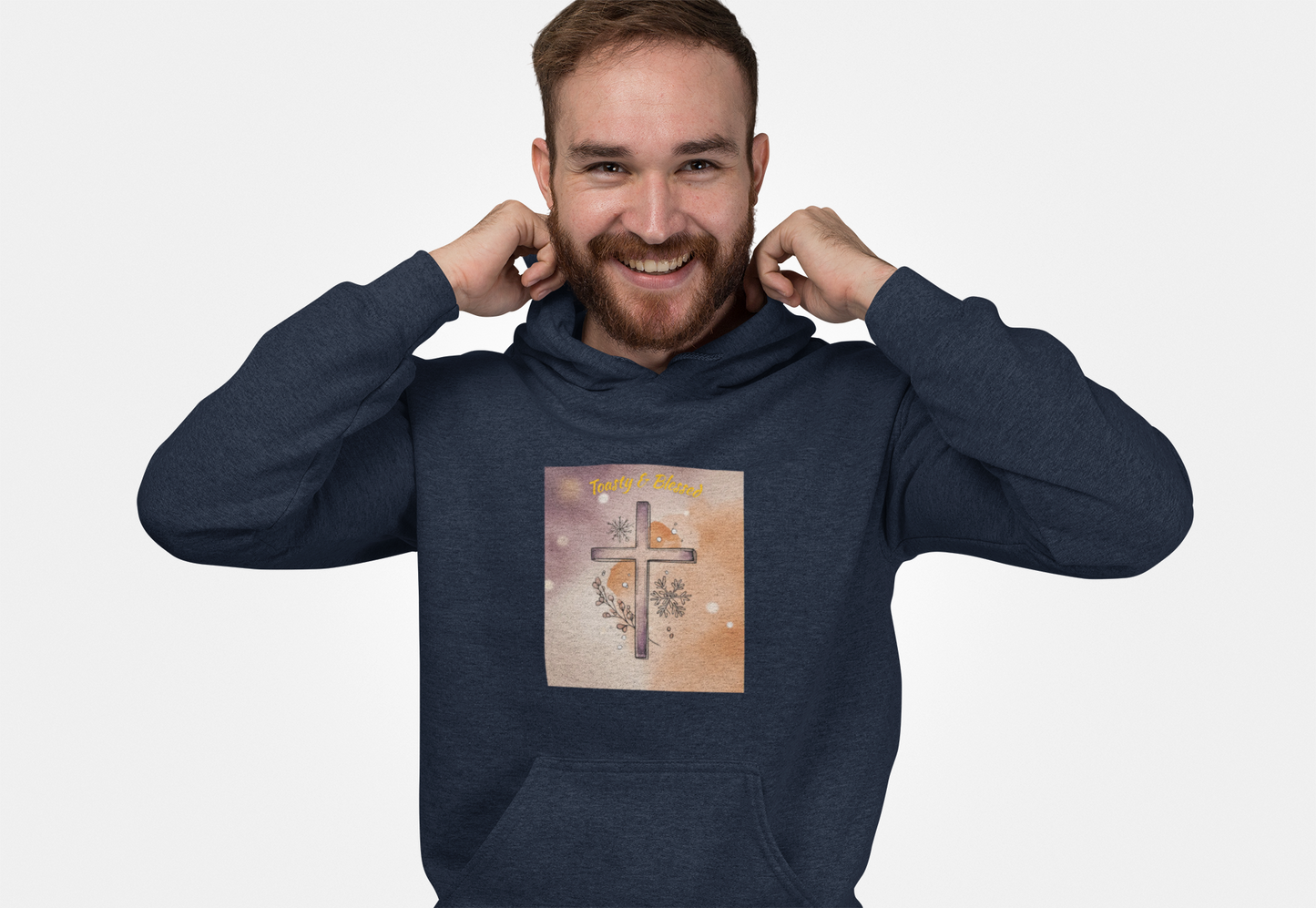 Toasty & Blessed – Christian Winter Cross Hoodie (LS16001)