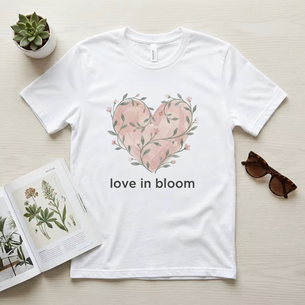 Love in Bloom Tee – Soft Floral Valentine T-Shirt