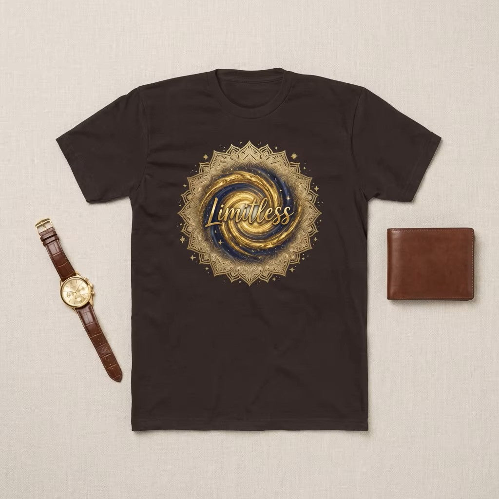 "Limitless" Tee | Inspirational Gold Mandala Galaxy Graphic T-Shirt