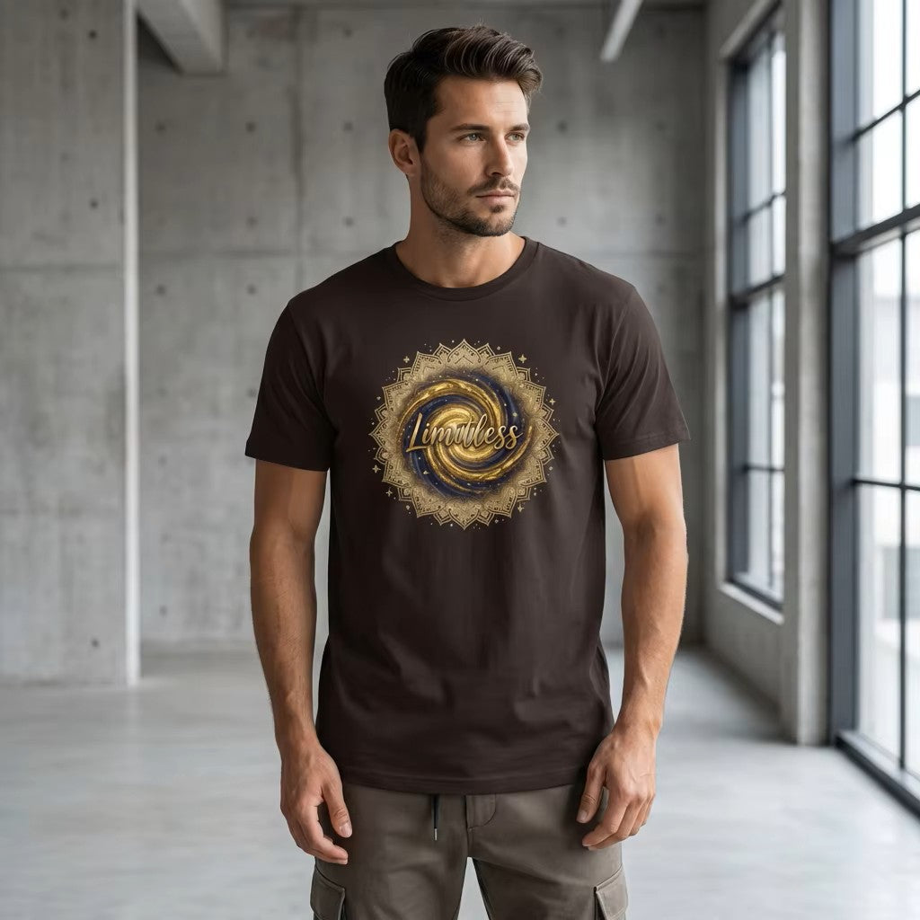 "Limitless" Tee | Inspirational Gold Mandala Galaxy Graphic T-Shirt
